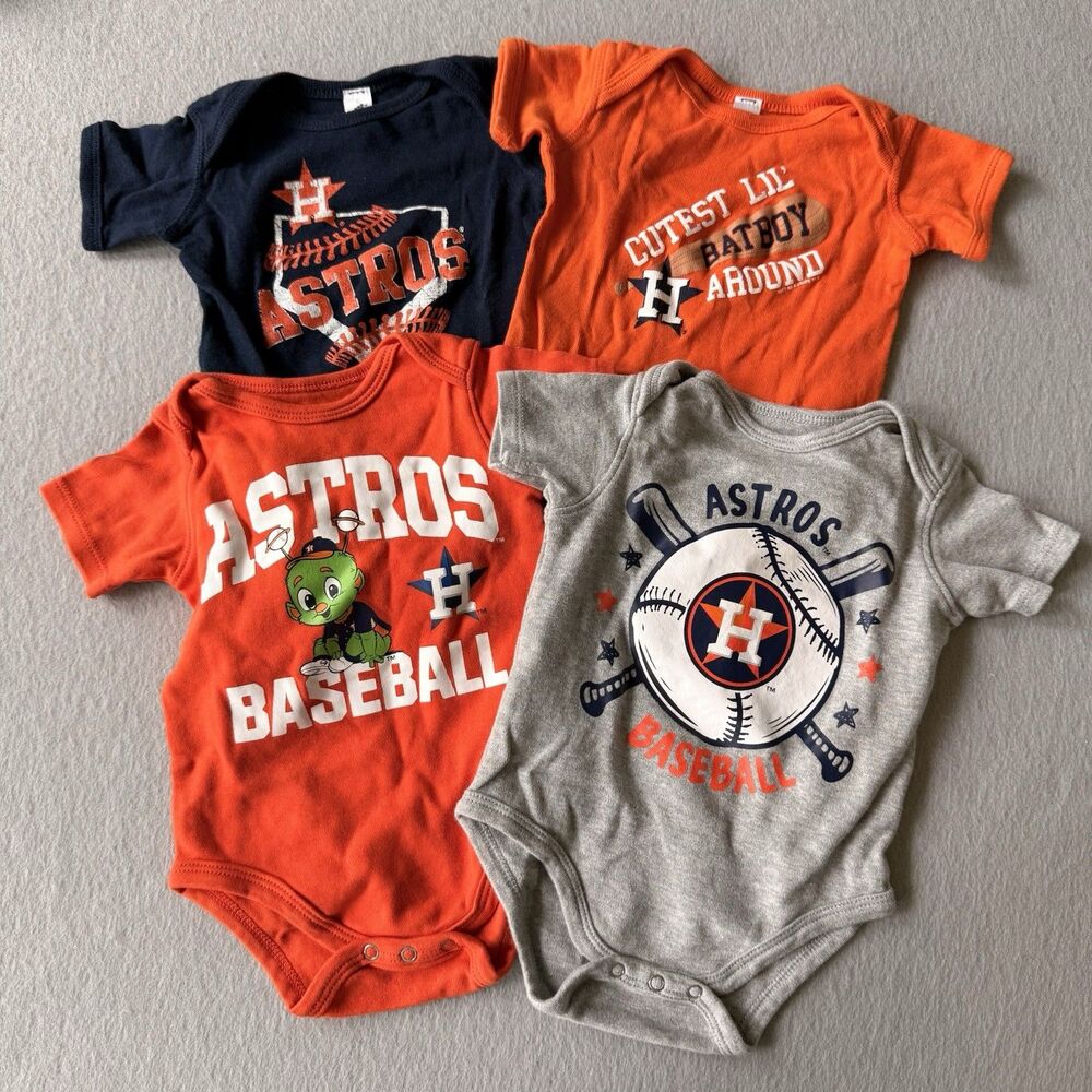 MLB Houston Astros Baby 3-6 Month Bodysuit Jumper Bundle 4 Pack